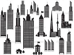 Black And White Building Skyline Silhouette Of Perspective City Buildings Stock Vector C Huhulin Building City Buildings Building Sketch
