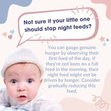 Wondering if it's time to stop night feeds? 🌙🍼 You can gauge genuine  hunger by observing your little one's first feed of the day. If they're not  keen