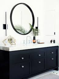 Bathroom Decor Ideas Black Decor Accents Round Mirror Inspiration Sourced Via My Domaine Wisht Bathroom Trends Bathroom Inspiration Small Bathroom Decor