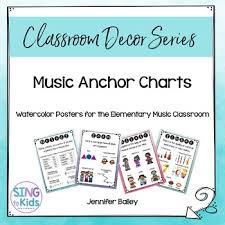 music anchor charts for the mlt inspired classroom watercolor series