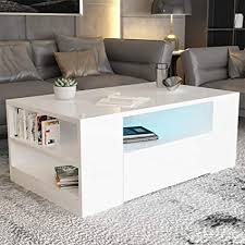 We treat coffee tables as a thing of necessity. Coffee Tables For Living Room High Gloss Wooden Sofa Side Table 2 Tier With Storage Shelf And 2 Drawers Modern Furniture For Home Office White Amazon Co Uk Home Kitchen
