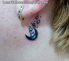 Small moon and star tattoo. Tattoo Of Moons Stars Tiny