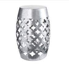Their collection of recycled wood garden stool offers three beautiful styles that will add character to any patio or garden, whether in the. Decorative Silver Metal Garden Stool Laser Cut Quatrefoil Salty Home