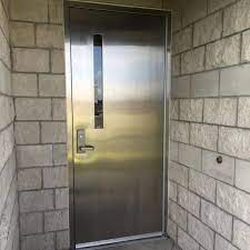 The stainless steel door material also has a fireproof option and can hold up to wind, rain and other elements, ideal for exterior installations. Stainless Steel Doors And Frames