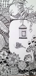Meaningful Simple Bird On Tree Drawing Large Tree An Bird Cage Mandala Design Art Tangle Art Zentangle Art
