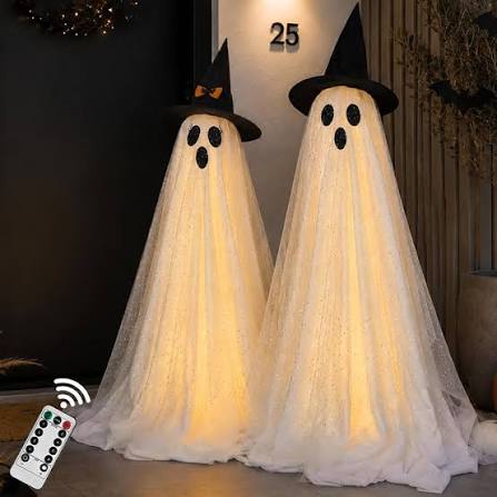 Amazon.com: 2Packs Halloween Decorations Outdoor,Halloweens Party  Decoration Indoor,59in Spooky Ghost with Remote Control String Lights, Halloween-Ghost Lights for Porches Yards Gardens Lawn : Patio, Lawn & Garden