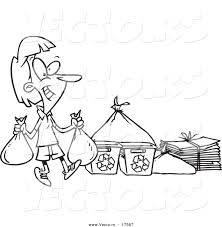 Coloring pages, lessons, and more! Vector Of A Cartoon Woman Carrying Bags To A Recycle Center Coloring Page Outline By Toonaday 17567