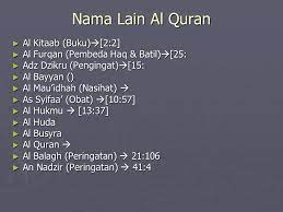 Nama lain dari al quran adalah al kitab. Nama Nama Al Qur An Info Onik Dunia