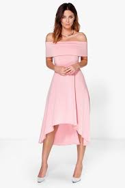 Off The Shoulder Dip Hem Skater Dress Boohoo Uk Off Shoulder Cocktail Dress Dresses Sequin Cocktail Dress