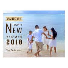 New Year 2018 Typography Family Vacation Photo Holiday Postcard Zazzle Com Vacation Photos Holiday Photo Cards New Year Postcard