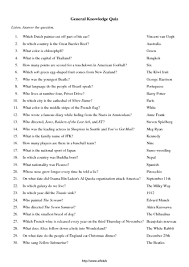 Well if you are then this article is for you! General Knowledge Quiz Worksheet For 5th 6th Grade Lesson Planet