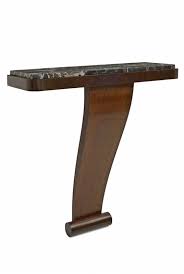 Wall Mounted Art Deco Mahogany Console Table The Rectangular Top With Rounded Corners And Original Porto Marble Top On Incurvat Console Table Table Marble Top