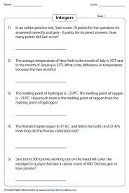 Adding And Subtracting Integers Word Problems 2 Integers Word Problems Word Problem Worksheets Word Problems