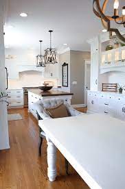 Modern Farmhouse Kitchen Reclaimed Wood L Shape Kitchen White Cabinets Reces Kitchen Cabinet Design Modern Farmhouse Kitchens Farmhouse Kitchen Design
