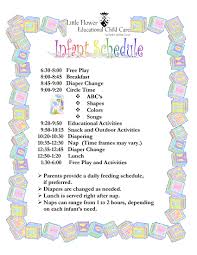 Infant Daily Schedule For Daycare Daily Agenda Calendar