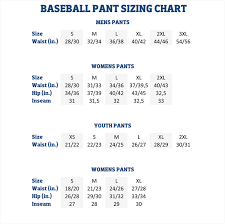 16 clean youth large baseball pants size chart