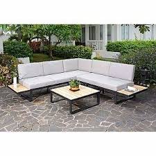 Outliv Albufeira Loungeecke 3 Teilig Aluminium Akazie Polster Schwarz Teaklook Royal Stone Grey In 2020 Lounge Mobel Balkon Lounge Mobel Schuppen