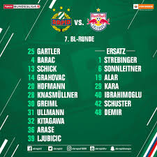 All information about rapid vienna (bundesliga) current squad with market values transfers rumours player stats fixtures news. Sk Rapid Wien Mit Folgender Aufstellung Geht S Heute In Die 7 Runde Der Tipico Bundesliga Live Seid Ihr Ab 17 00 Uhr Via Sky Und Im App Ticker Mit Dabei Scr2020 Scrrbs Facebook