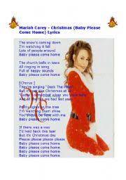 Mariah Carey Christmas Baby Please Come Home Lyrics Esl Worksheet By Zhlebor