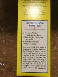 Buttercream Frosting Recipe From Domino Confectioners Sugar Box Buttercream Frosting Recipe Icing Recipe Sugar Cookie Icing Recipe