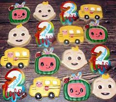 Cocomelon Cookies In 2021 2nd Birthday Party For Girl 2nd Birthday Party For Boys Baby Birthday Party Theme