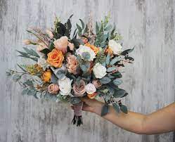Rust Ivory Sage Green Flowers Bridal Bouquet Faux Bouquet Etsy Sage Green Flowers Bridal Bouquet Purple Bridal Bouquet