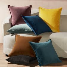 Brenner 20 Velvet Pillows Crate And Barrel Teal Pillows Velvet Pillows White Fluffy Throw Pillows