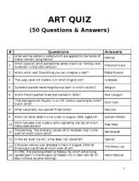 Read on for some hilarious trivia questions that will make your brain and your funny bone work overtime. Art Quiz 50 Questions Answers By Mary S Class Tpt