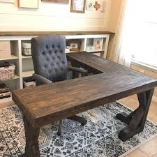 Diy L Shaped Farmhouse Wood Desk Office Makeover Home Office Furniture Home Office Decor Home Office Space