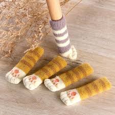 Cat Paw Chair Socks 4 Sets 16pcs Chair Socks Paws Socks Knitted Cat