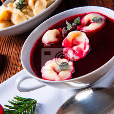 Although this meal is reserved for the closest family, . Traditional Polish Christmas Eve Borscht With Dumplings Wall Mural Murals Rustic Christmas Dinner Vegan Myloview Com