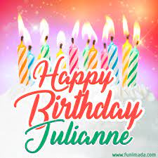 Happy Birthday Gif For Julianne With Birthday Cake And Lit Candles Download On Funimada Com