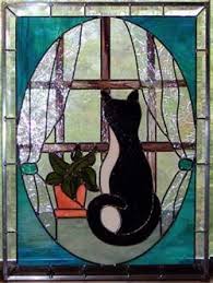 Stained Glass Cat In Window Goruntuler Ile Tablolar Vitray