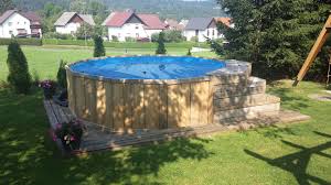 Diy Wooden Pool Frame And Stairs Wooden Pool Diy Pool In Ground Pools