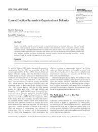 Pdf Current Emotion Research In Organizational Behavior