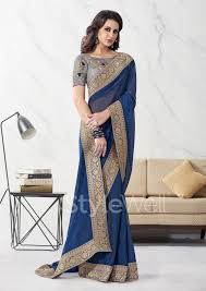 Navy Blue Chiffon Embroidered Sarees Shop Indian Clothes Online Usa Indian Dresses Download the app and enjoy shopping anywhere, anytime.