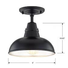 Black round led indoor hampton bay's 11 in. Fifth And Main Lighting 1 Light Matte Black Semi Flushmount Hd 1834mb The Home Depot Above Sink Light Light Outdoor Light Bulbs