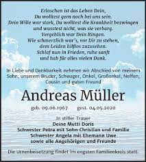 Semantic scholar profile for andreas müller, with 53 highly influential citations and 53 scientific research papers. Traueranzeigen Von Andreas Muller Www Abschied Nehmen De