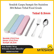 Duniamasak.com menjual berbagai sendok garpu terlengkap. Jual Sendok Garpu Sumpit Set Stainless Steel Tebal Food Grade Box Biru Muda Jakarta Utara Mteshop Tokopedia