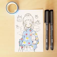 Inktober 7 Today I Tried Washi Tape For The First Time So I Used This One Made By Talented Hideawaymelon Cartoon Art Styles Cute Art Cute Drawings