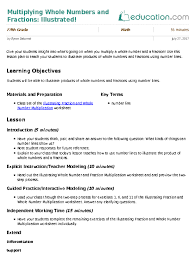 Multiplying Whole Numbers And Fractions Illustrated Lesson Plan Education Com Lesson Plan Education Com Fraction Lesson Plans Multiplying Fractions Lesson Plan Writing Fractions