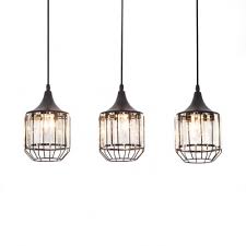 Lastly, if you're searching for outdoor hanging lights, make a note of whether the fixture is suitable for wet or damp spaces. Kitchen Pendant Lights Black 3 Lights Clear Crystal Pendant Lighting With 47 Adjustable Hanging Cord Modern Beautifulhalo Com