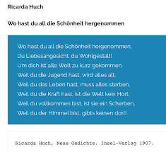 Gedichtinterpretation Ricarda Huch Wo Hast Du All Die Schonheit Hergenommen Herrlarbig De