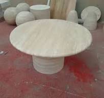 China fabrica mesa redonda de mármol travertino blanco beige