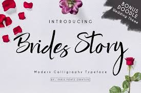 This collection of 60 free calligraphy fonts has all your bases covered, from romantic and feminine swirls to masculine bold monoline fonts that will add character to. Brides Story 94035 Script Font Bundles Font Bundles Popular Free Fonts Doodle Wedding