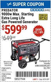 Predator generators are known for their long life and this model is no exception. Pin On Harbor Freight Tools