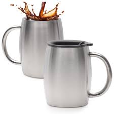 This thing is substantially larger and the stainless steel is thicker than the contigo. Stainless Steel Coffee Mug With Lid Set Of 2 Double Wall Insulated Coffee Mugs 14 Oz Stainless Steel Coffee Cups Perfect For Hot Cold Drinks Buy Online In