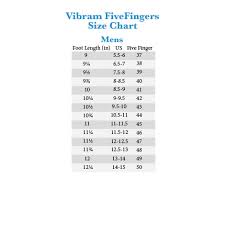 five fingers shoe size chart vibram fivefingers and