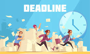 Find gifs with the latest and newest hashtags! Deadline Vector Illustration With Clock And Running People Who Are Late For Work Free Vector