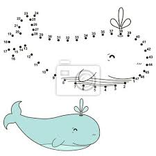 Schneemann, schneemann seht einmal den dicken mann. Verbinde Die Punkte Um Einen Sussen Wal Zu Zeichnen Und Ihn Zu Leinwandbilder Bilder Kommen Farben Zeitvertreib Myloview De